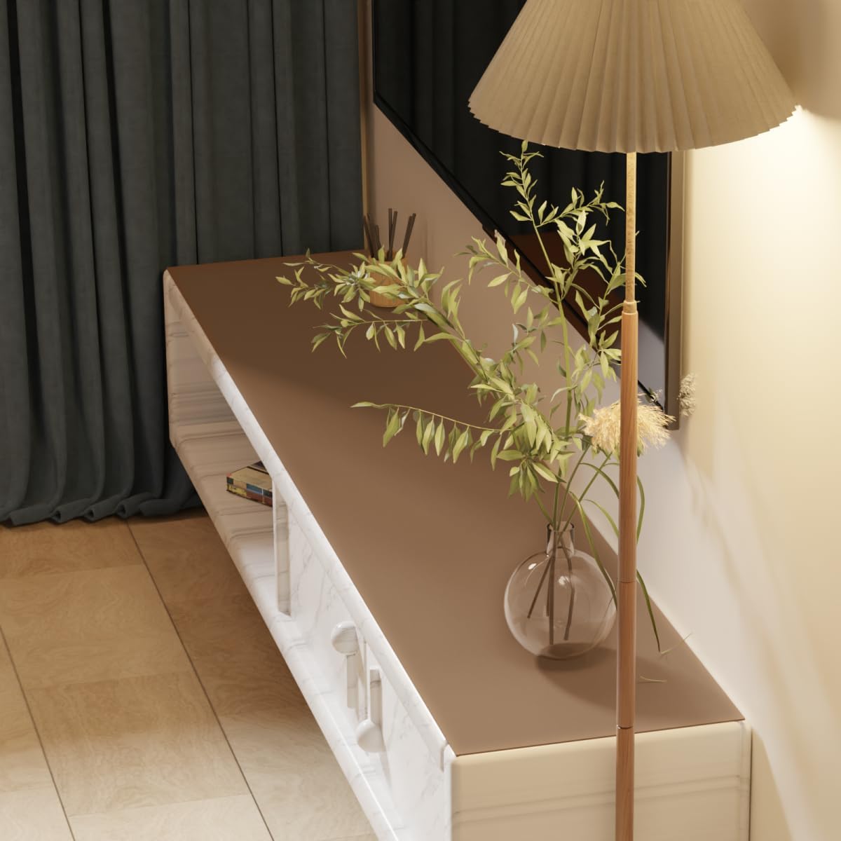 Dresser Cover Top - Can Be Used On Both Sides Waterproof and Easy to Clean Good Flatness Used for Dresser Table(Mud Color+Champagne Gold 10x36)