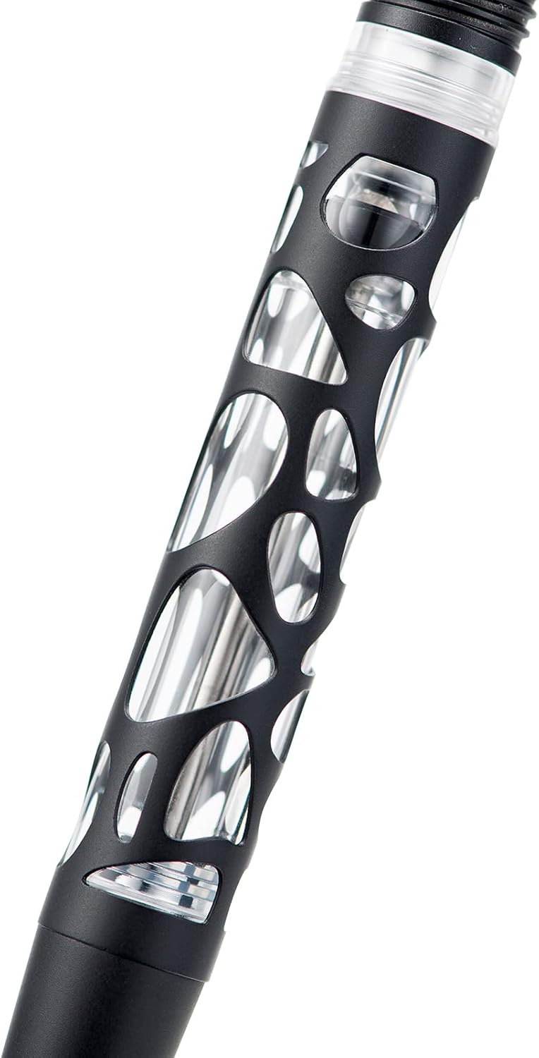 Asvine V169 Vacuum Filling Fountain Pen, Matte Black Water Drop Skeleton Transparent Acrylic Pen, Black Fine Nib Office Pen with Case Set