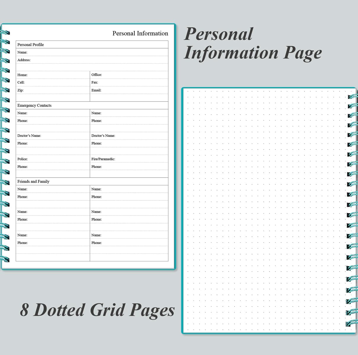 Daily Planner Undated - B5 To Do List Notebook Hourly Schedules, Spiral Appointment Planner for Women and Men, PVC Hardcover, Inner Pocket, Elastic Closure, 7" x 10", Teal