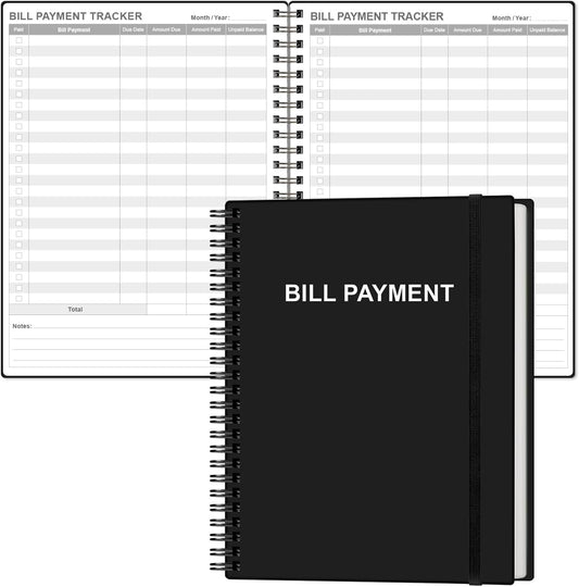 Bill Payment Tracker Notebook - Monthly Bill Organizer & Planner for Personal Budgeting Financial, Payments Checklist Organizer, 8" x 10.5", Black