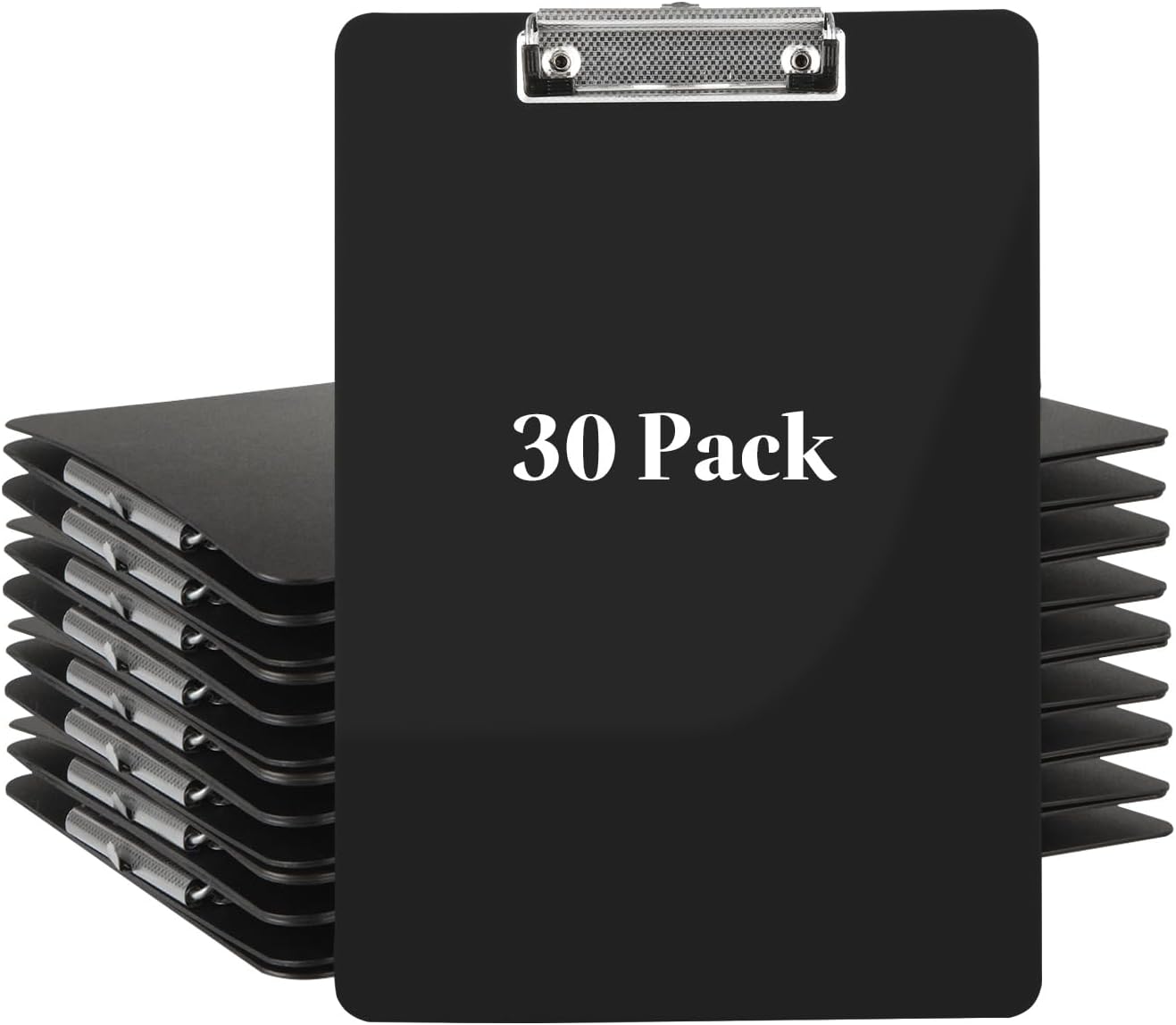 CertBuy 30 Pack Black Clipboards, Black Plastic Clipboards, Plastic Office Clipboard 12 x 8.7 Inch Letter Size for Classroom, Teacher, School, Home, Office Supply
