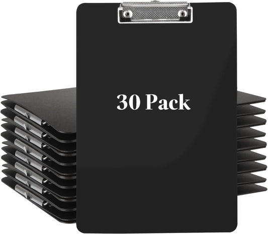 CertBuy 30 Pack Black Clipboards, Black Plastic Clipboards, Plastic Office Clipboard 12 x 8.7 Inch Letter Size for Classroom, Teacher, School, Home, Office Supply