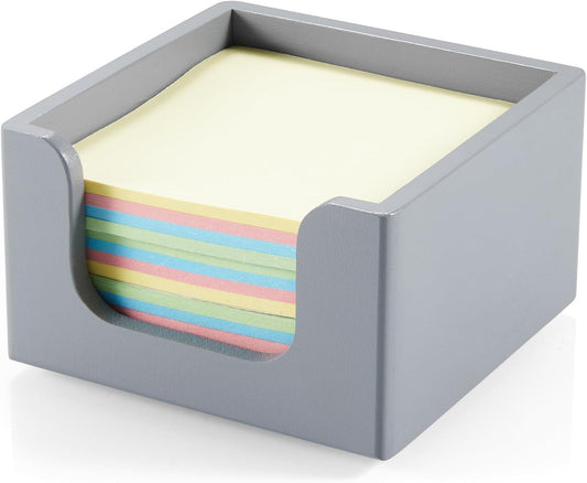 Gray Sticky Note Holder, Wood Post It Note Dispenser for Office Desk Accessories, Self Stick Note Pad Holder, Memo Pad Holder Dispenser Organizer for School Office Desk Supplies