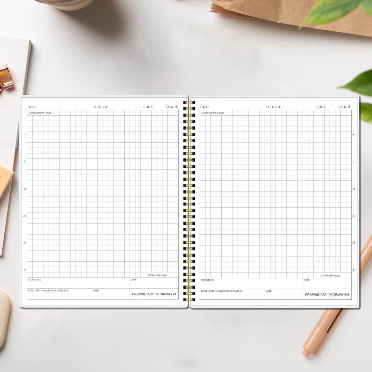 Engineering Notebook/Engineer Graph Paper Notebook - (.25" Grid Format), Lab Notebook Quad Ruled Book with Grid Pages: Table of Contents for Chemistry, Physics, Biology, 8" x 10", Spiral Bound, Black