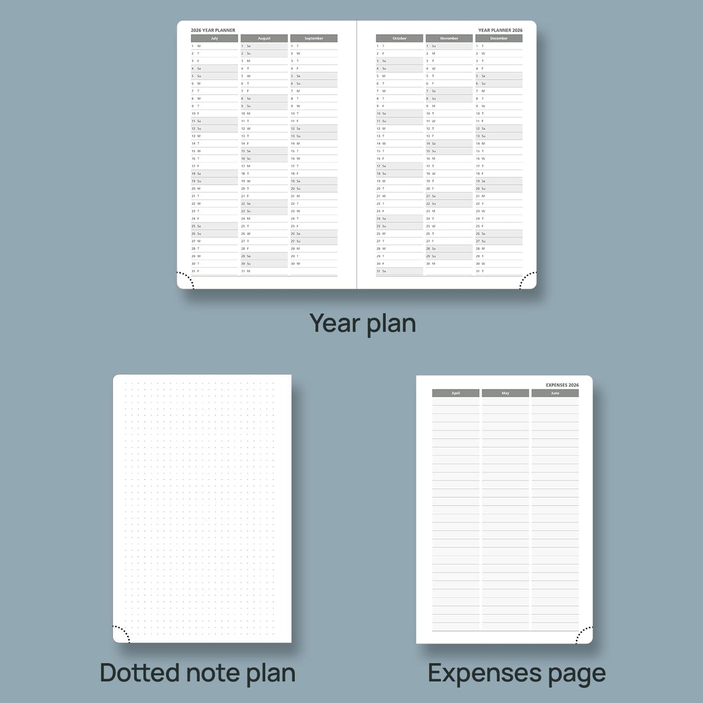 POPRUN 2026 Daily Planner One Page Per Day A5 Size Calendar (5.75" x 8.5") - 12 Months Hourly Appointment Book with Hardcover, Pocket, Pen Holder - Navy Blue