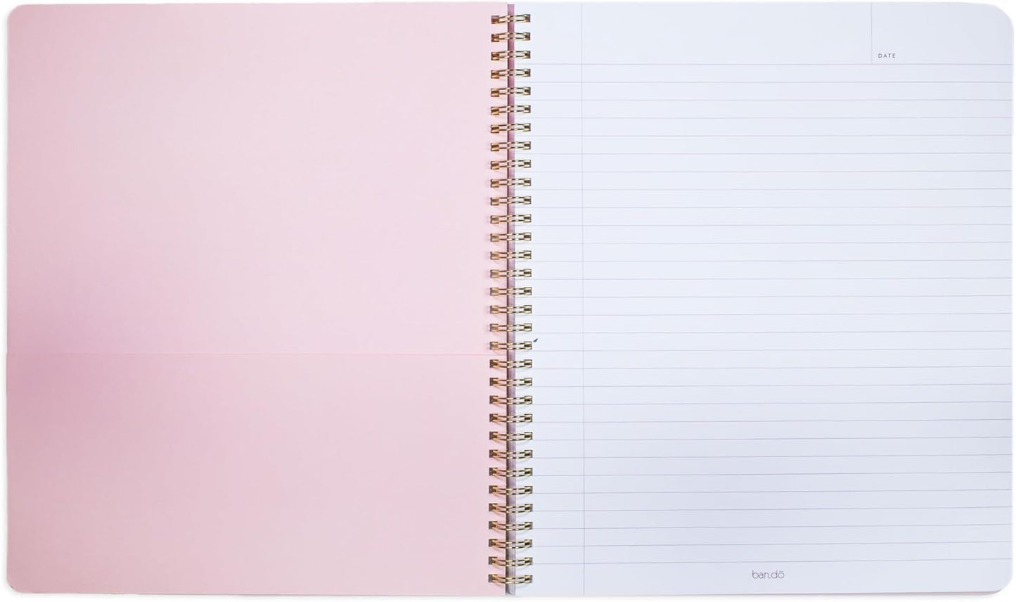 ban.do Metallic Rough Draft Large Spiral Notebook, 11" x 9" with Pockets and 160 College Ruled Pages, Pearlescent