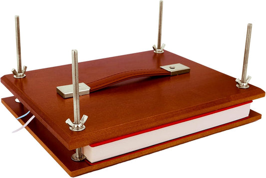 GeryVtee Wooden Book Press 9.8x7.87 inch Large Bookbinding Press Portable Binding Machine with Handle Easy Assemble Books Binding Tools for Craft Enthusiasts (Brown)