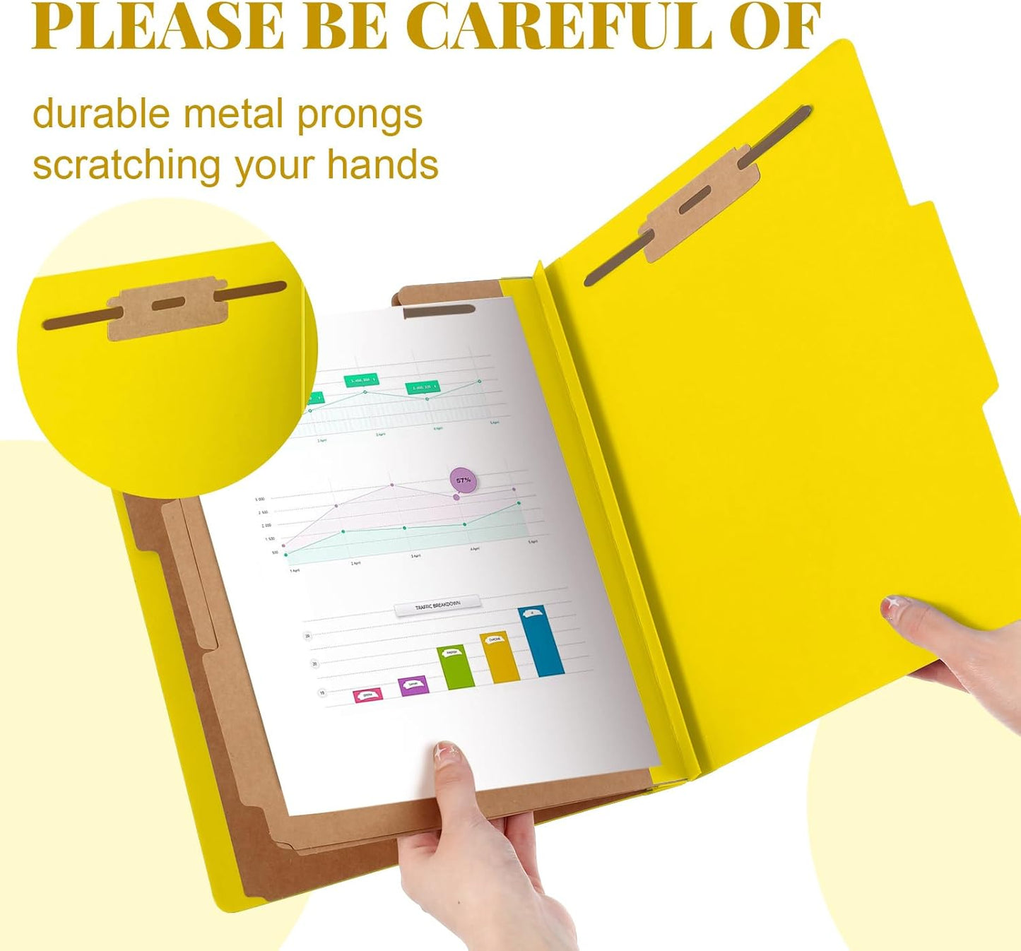 36 Pcs Classification Folders Letter Size, 3 Divider Pressboard File Folder with Fasteners, Expanding File Organizer Bulk for Teachers, Clergy, Office, Church, Christmas Donations (Yellow)