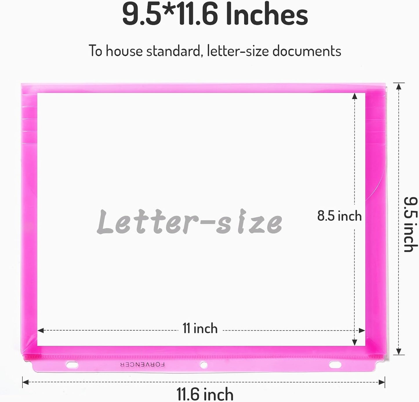 Forvencer Binder Pocket, 4X Regular Capacity, 5 Pack Super Heavyweight Plastic Folders with Tight Closure, Folders with Pockets Side Loading, Binder Organizer, Binder Dividers, Letter Size, Extended