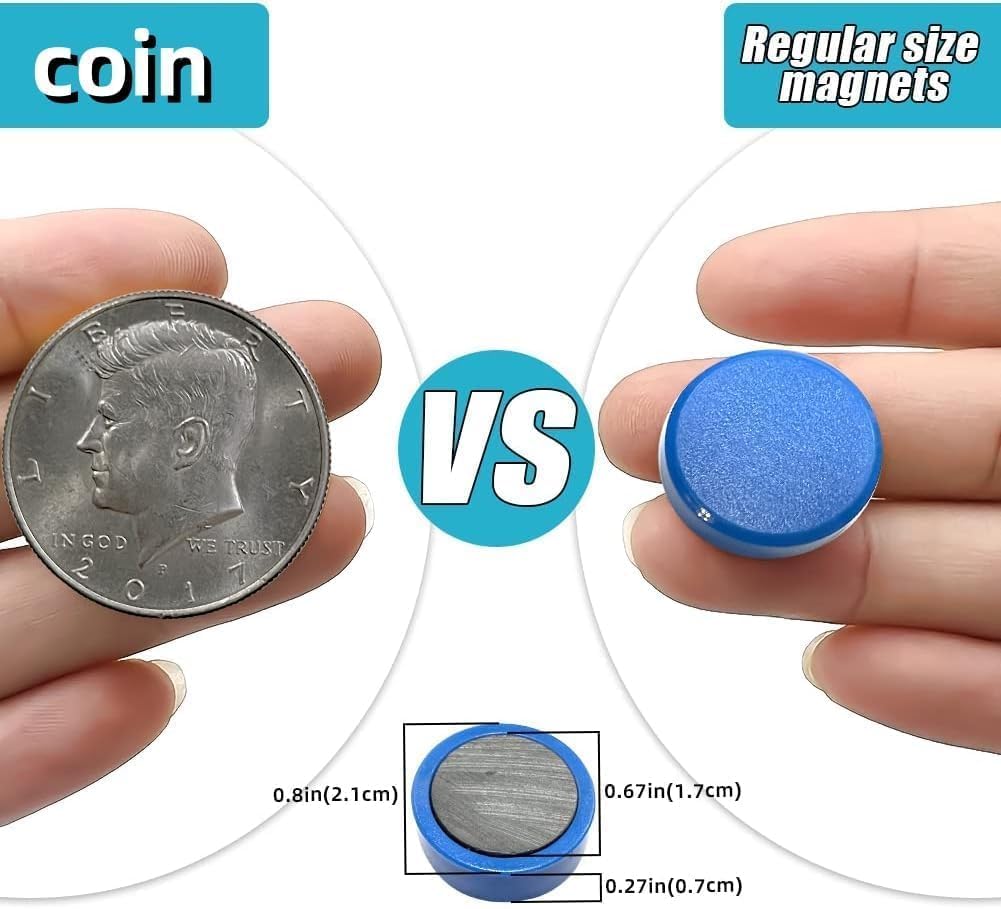 Qualsen Fridge Magnets 50 Pack, Funny Cute Heavy Duty Round Refrigerator for Whiteboard, Locker, Office, Classroom (Black)