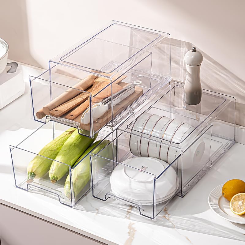 clear Drawer-Type Plastic Storage Box Bins Organizer，Family First Aid Kits Medicine cabinet Box Organizer,Closet ，Shelf，Ointments, Adhesive Bandages，Cosmetics,Office Items (clear, 2L Extra Large)