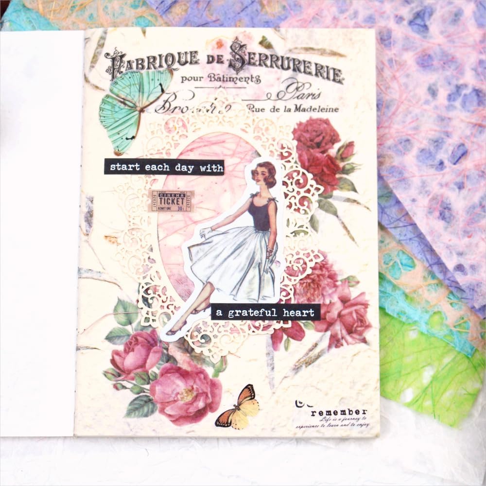 20 Sheets A5 Textured Mulberry Scrapbook Paper, Variety Colors for Scrapbooking, Junk Journals, Collage, Art Journaling, Card Making, DIY Paper Craft