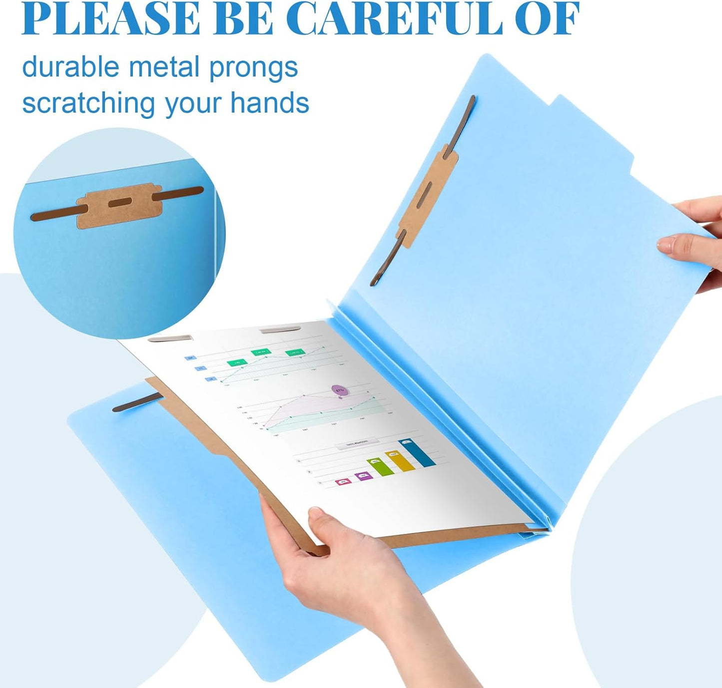 60 Pcs Classification Folders Letter Size, 1 Divider Pressboard File Folder with Fasteners, Expanding File Organizer Bulk for Teachers, Clergy, Office, Church, Christmas Donations (Blue)