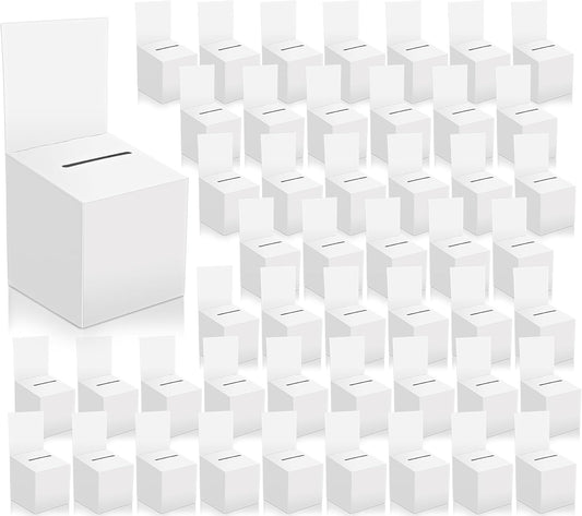 48 Pack Raffle Box Donation Box for Fundraising, Ballot Cardboard Boxes with Slot for Ticket and Removable Header Charity for Collecting Business Card Voting Contes, 6 x 6 x 6 Inch