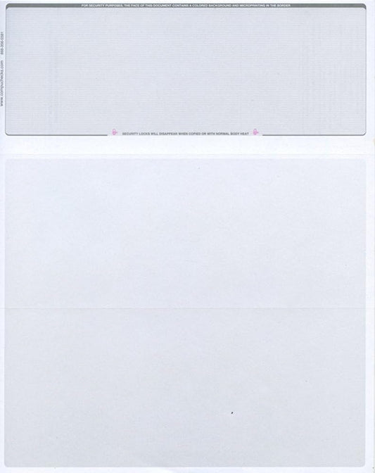 Compuchecks Top Blank Check Paper - 250 Pack, Quick-Books & Laser Printer Compatible - Security Business Checks with Voucher - 8.5" x 11" Platinum Pinstripe