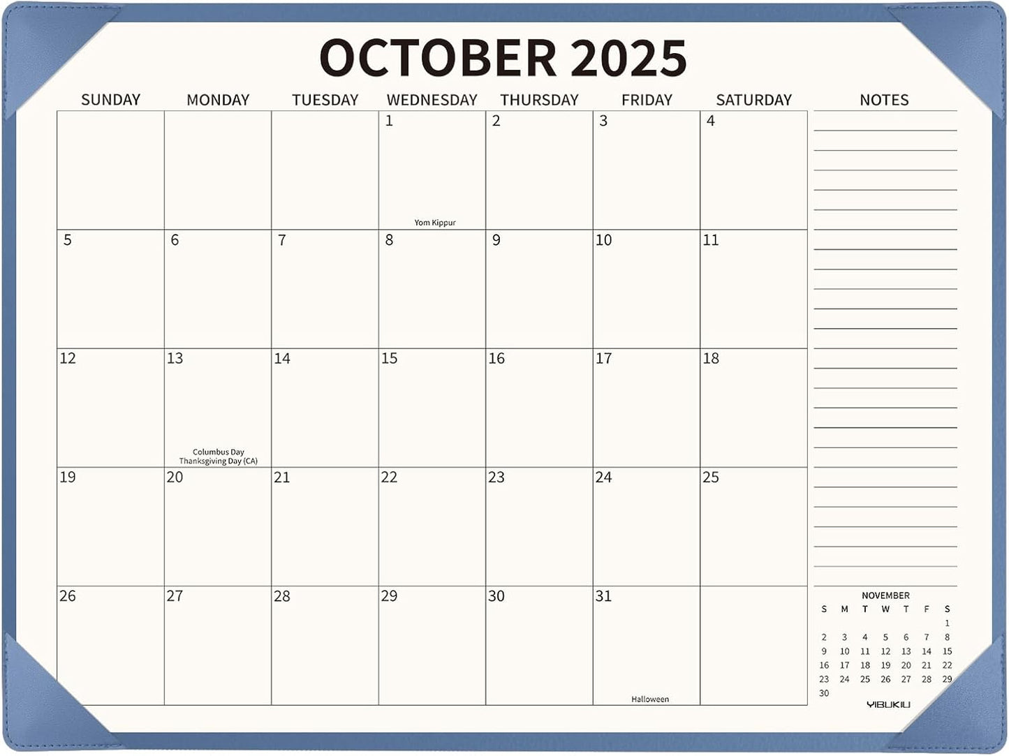 Desk Calendar 2025-2026 Large 22x17, July 2025-December 2026, 18 Months Big Desk Pad Calendar with Desktop Mat and Plastic Cover for Home Office School Planning, Blue