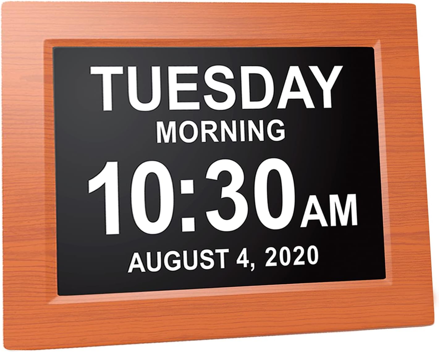 American Lifetime 【New 2025】 Dementia Clock Large Digital Clock for Seniors, Alzeimer Clock Large Display with Custom Alarms, Clock with Day & Date for Elderly, Digital Calendar Brown Wood