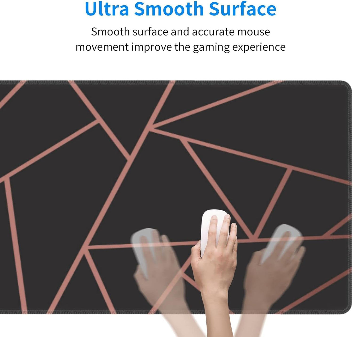 Rose Gold Black Mouse Pad, Geometry Large Big Gaming Mouse Pad Desk Pad, Mousepad with Non-Slip Rubber Base, Extended XXL Mouse Mat for Computer Laptop Office Accessories