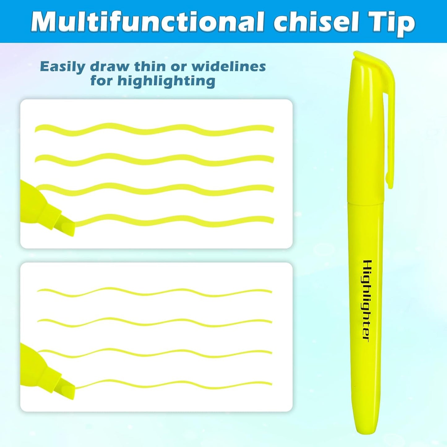 Duchong 30 Yellow Highlighters, Chisel Tip Dry-Quickly Highlighter Markers, Highlighter Bright Colors for Adult Kids, Office Classroom Must Have, School Supplies for Teachers