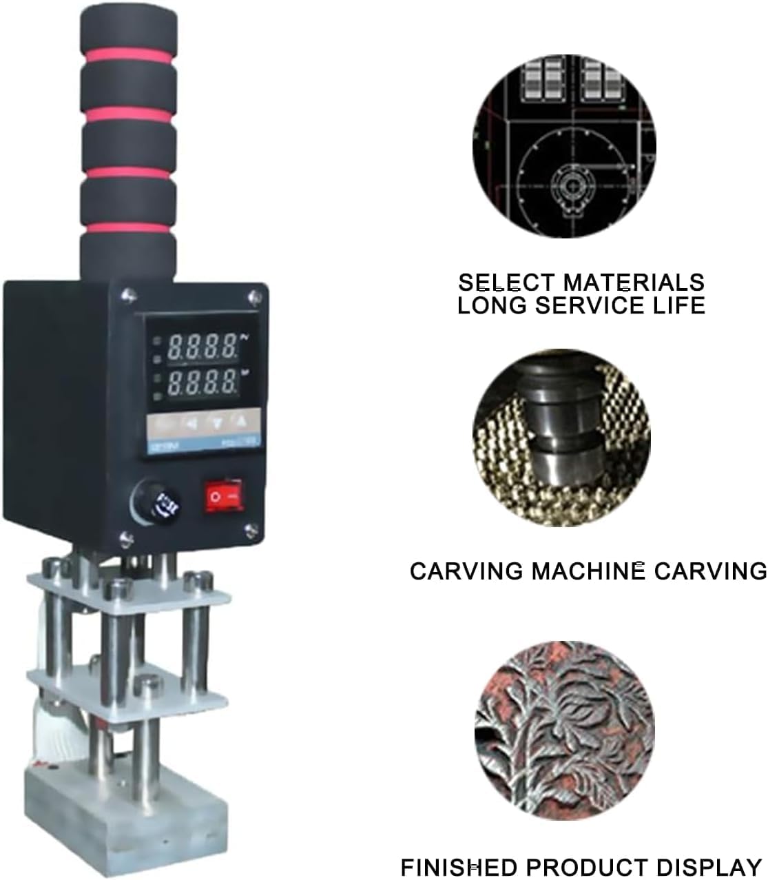 Embossing Machine, 110V 500W Handheld Portable Hot Stamping Branding, Machine Heat Press Digital Leather Tool, Paper Wood Custom Logo Food Foil Stamp Printer (Precise Location 10-13cm)