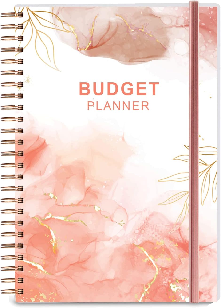 Budget Planner - Monthly Finance Organizer with Expense Tracker Notebook to Manage Your Money Effectively, Undated Finance Planner/Account Book, Start Anytime, 1 Year Use, A5, Rose Watercolor