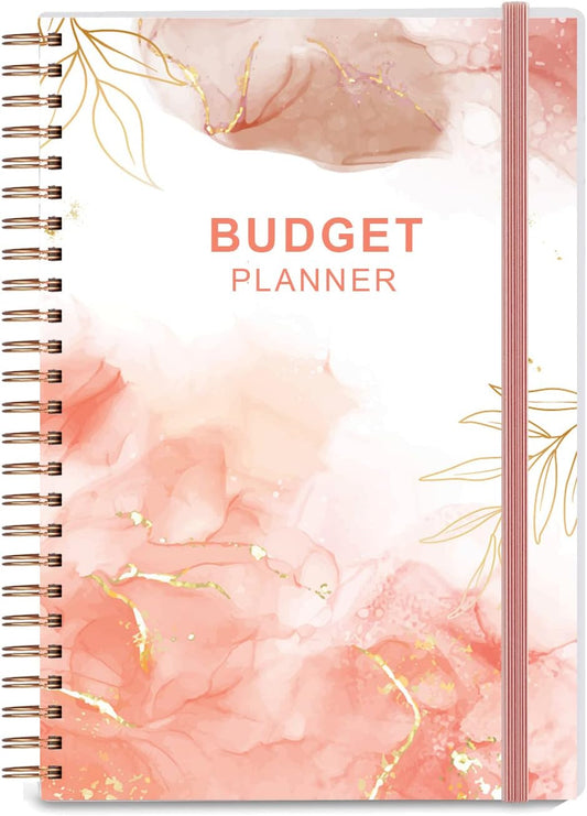 Budget Planner - Monthly Finance Organizer with Expense Tracker Notebook to Manage Your Money Effectively, Undated Finance Planner/Account Book, Start Anytime, 1 Year Use, A5, Rose Watercolor