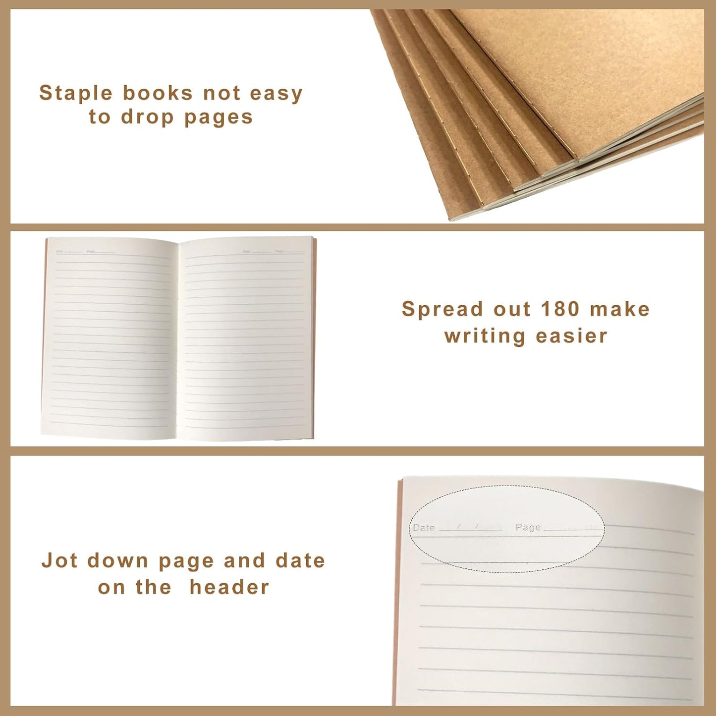 120 Pack Kraft Paper Notebook Journals A5 Journal Softcover Ruled Lined Journals Notebooks Bulk for Kids Student Writing Sketch Travel Journal Office
