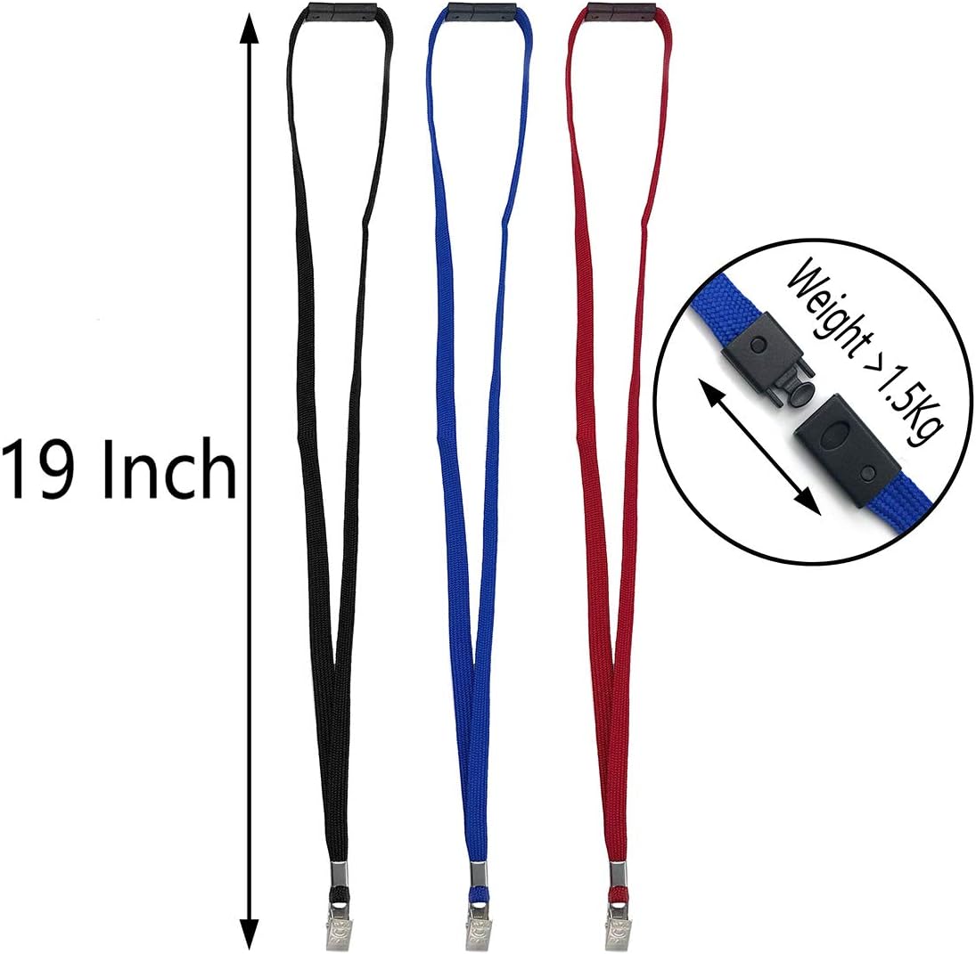 Bird Fiy Lanyards Breakaway Bulk Blue Lanyards Neck Flat Safety Badge Lanyard Bulldog Clip (Blue, 50 PCS)