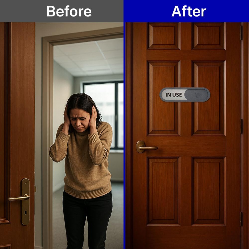 GEEKBEAR In Use Available Slider Door Sign for Home Office - Premium MDF, 7.5 x 2.2 in (Gray)