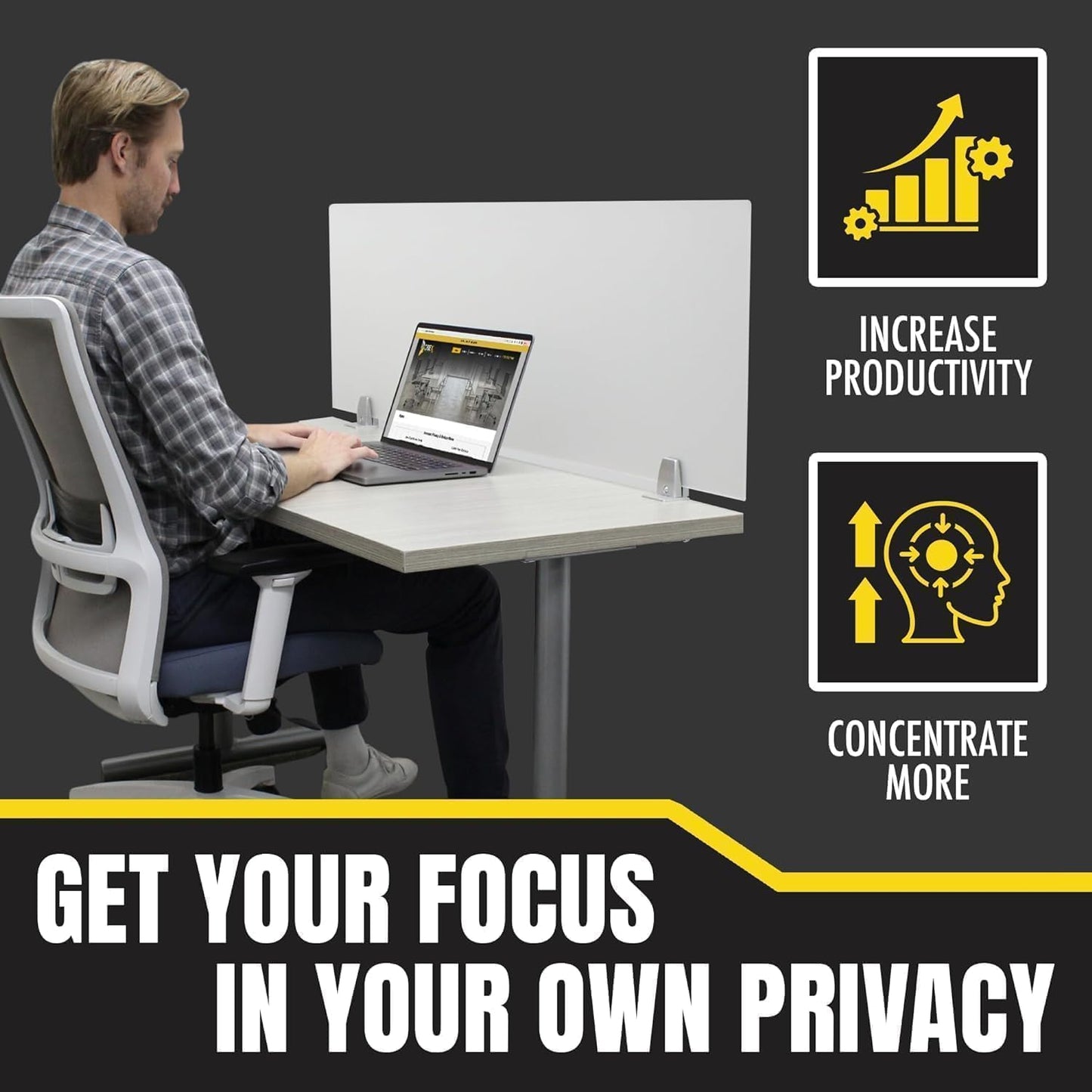 OBEX Clear Acrylic Desk Mounted Privacy Panel, 24" x 36", Clear