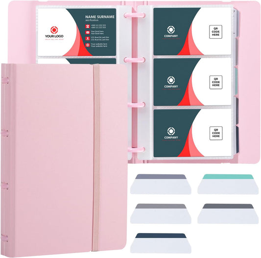 deli Business Card Book Holder, Business Card Organizer, Name Card Book Holder, Portable Office Business Card Holder, Hold 180 Cards, Pink