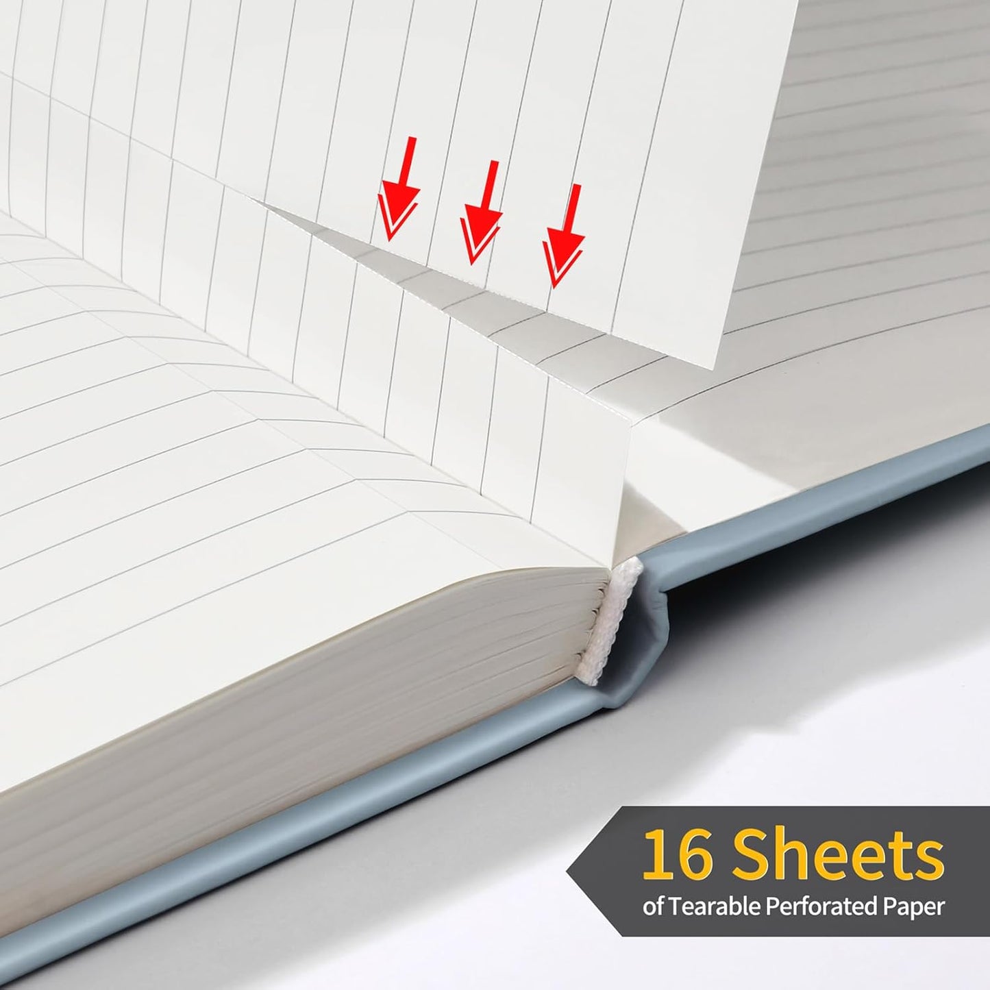 Annecy Numbered College Ruled Lined Journal Notebook, Medium 5.5x 8.25, 160 Pages 100GSM Writing Paper, A5 Haze Blue Faux Leather Cover with Pen Loop