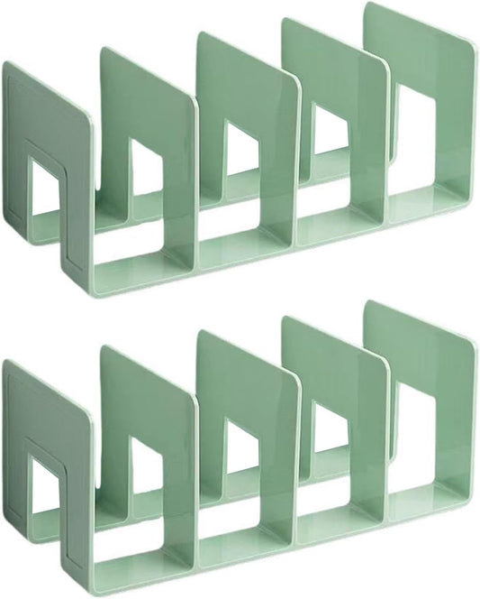 2PCS Acrylic File Organizer for Desk, Desktop Document/Mail Organizer, 4 Compartments Plastics Invisible Bookshelf Floating (12.5" x 5.7" x 5", Green)