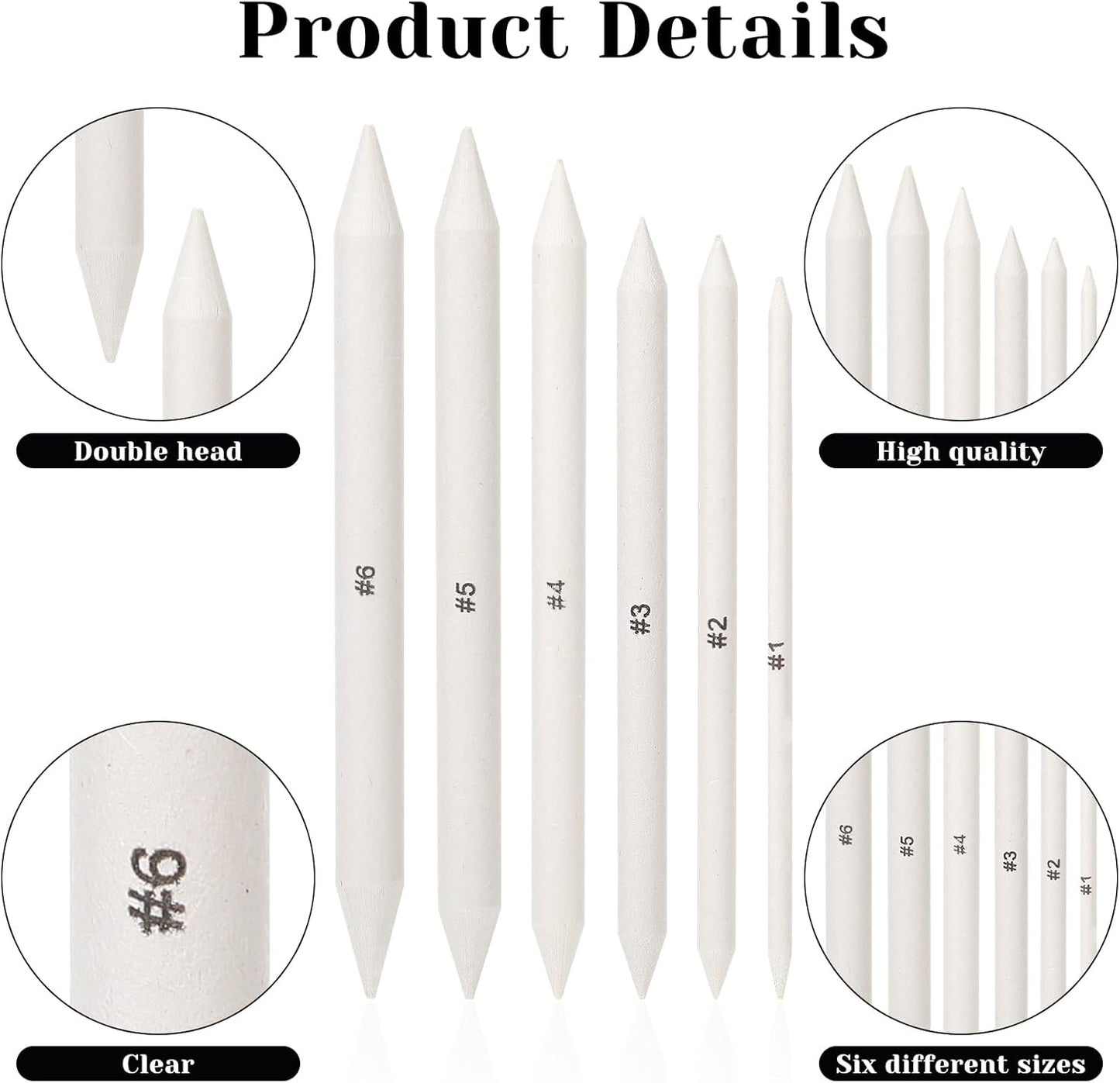 Blending Stump, 12 PCS Tortillions Blending Pencil Oil Pastel Blending Tools Shading Pencils Soft Paper Felts Sketch Blending Sticks for Artist Student Sketch Drawing Supplies (6 Sizes)