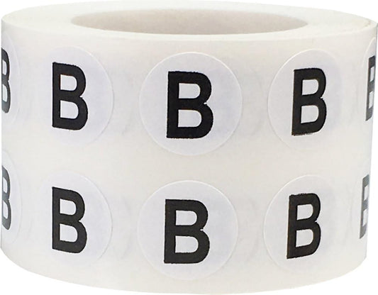 Letter B Inventory Labels .5 Inch Round Circle Dots 1,000 Adhesive Stickers