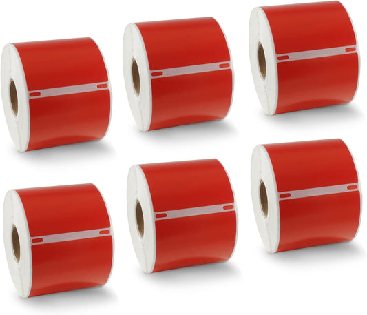BETCKEY - Compatible DYMO 30256 (2-5/16" x 4") Replacement Shipping Labels - Compatible with Rollo, DYMO Labelwriter 450, 4XL & Zebra Desktop Printers[6 Rolls - 1800 Labels, Red]
