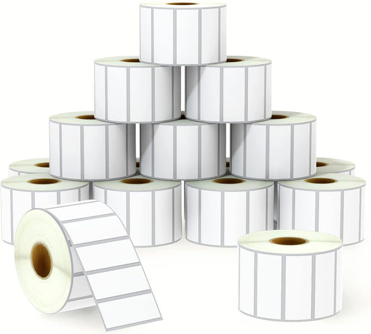 BETCKEY - 2.5" x 1" (64 mm x 25 mm) Multipurpose & Barcode Labels Compatible with Zebra & Rollo Label Printer,Premium Adhesive & Perforated [16 Rolls, 22080 Labels]
