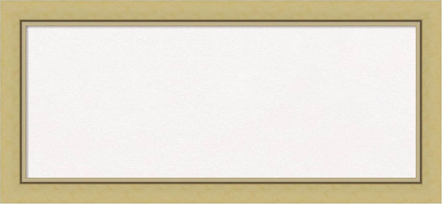 Amanti Art White Cork Board for Wall, 15x33 Vision Board with Gold Frame, Medium Corkboard Office Decor for Home Organization, Casual Corkboard Pinboard to display items for home organization