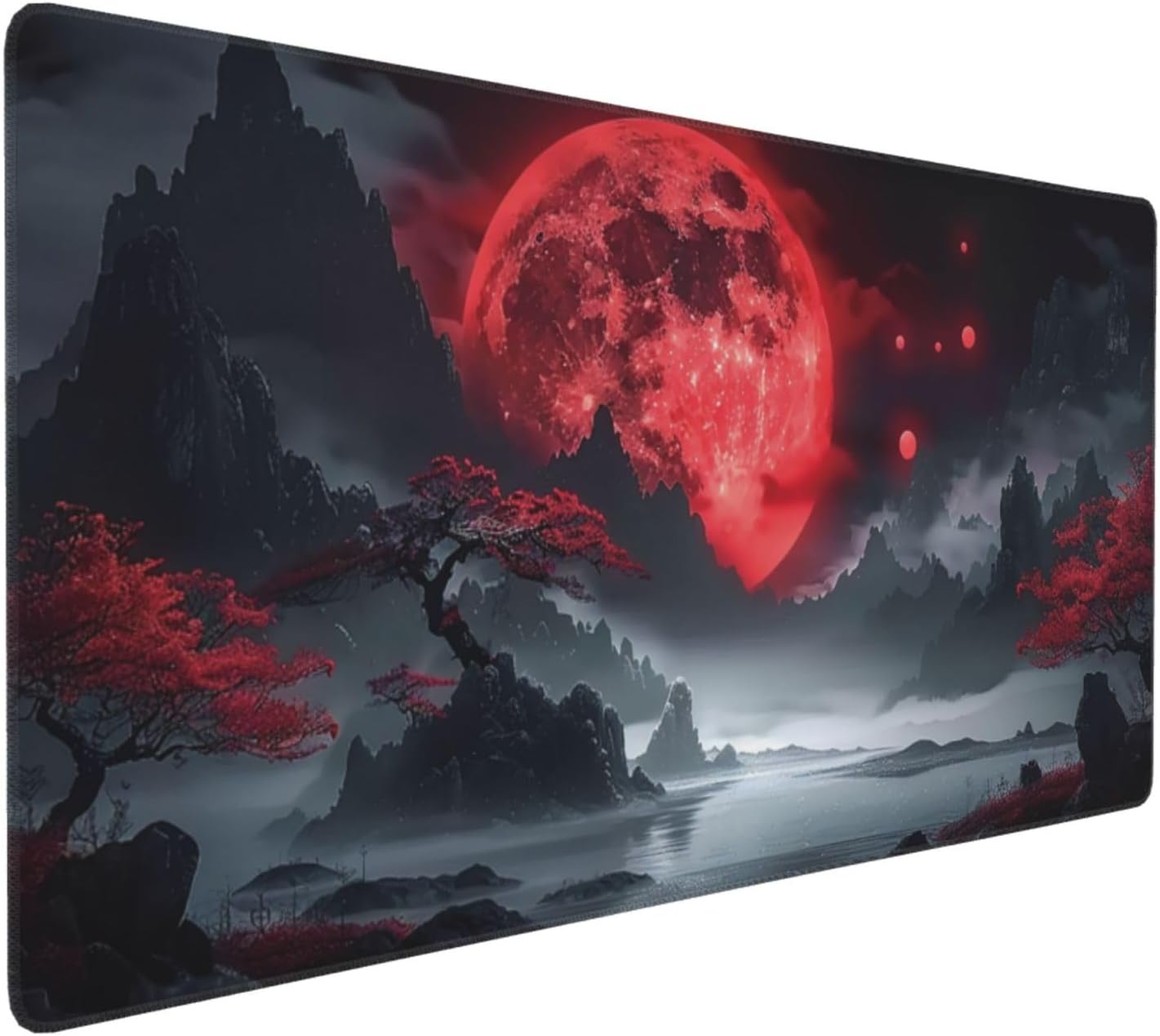 35.4 x 15.7 in, Waterproof XXL Large Mouse Pad for Desk, Extended Keyboard Mouse Mat for Computer Office, Big Laptop Mouse pad, Gaming Pc-Darkness Red Moon