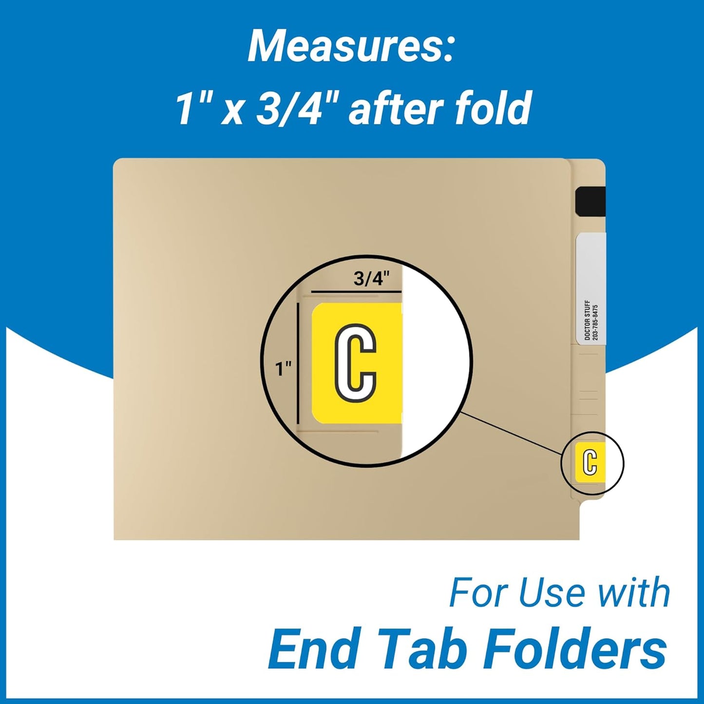 Doctor Stuff - File Folder Labels, Alphabet Letter C, Barkley/Sycom FABKM - BRAM Series Compatible Alpha Stickers, Yellow, 1" x 1-1/2", 126 Labels/Package