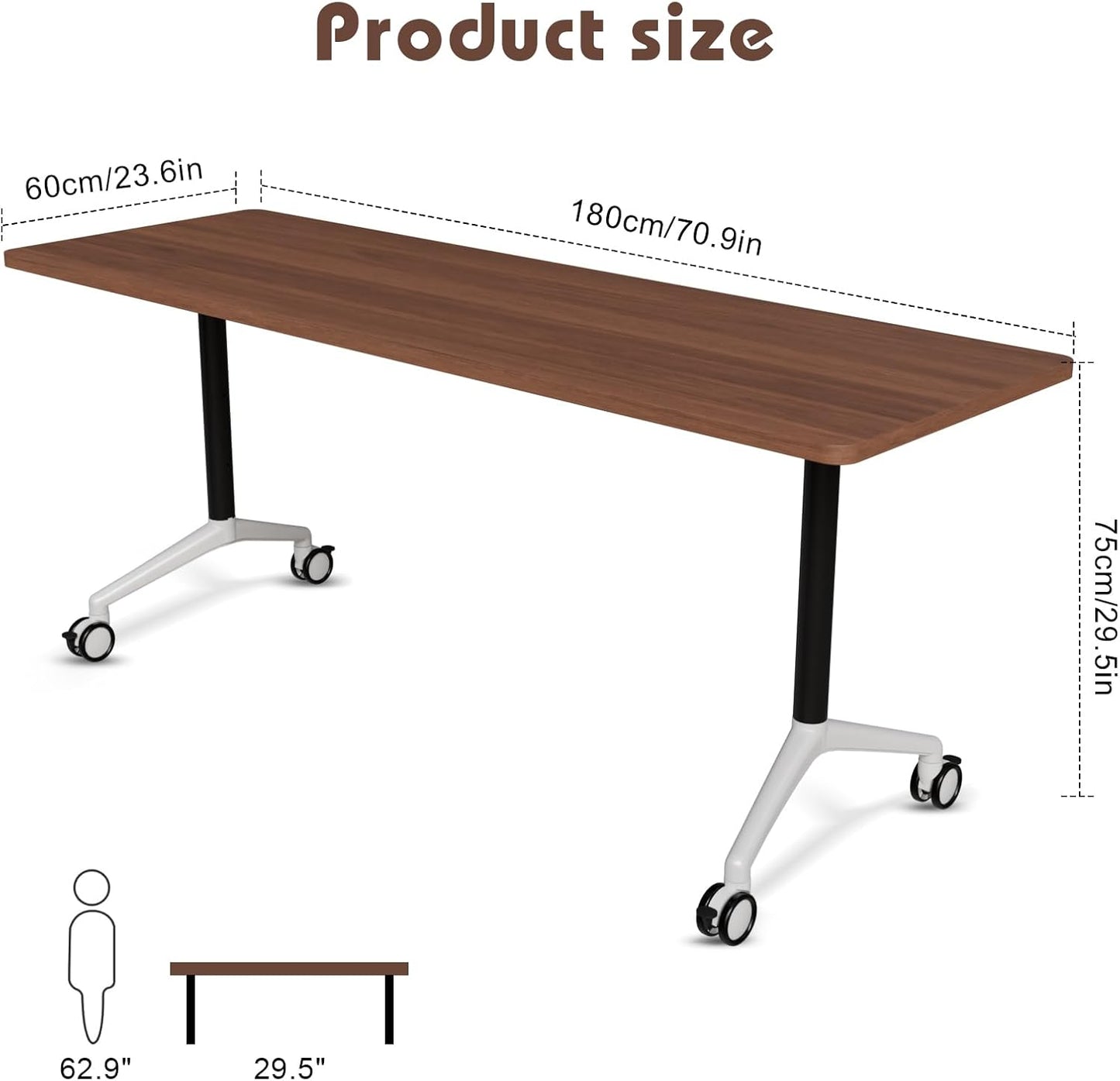Conference Room Table with Flip-Top Design for Dynamic Meetings, Business Table Computer Desk with Heavy-Duty Frame,Foldable Seminar Meeting Tables for Home Office (2, A, 70.8IN)