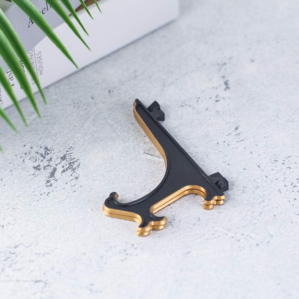 Artliving 4" Decorative Plate Stand Holder Plastic Picture Easel Display Stand Picture Frame Stand Black Gold