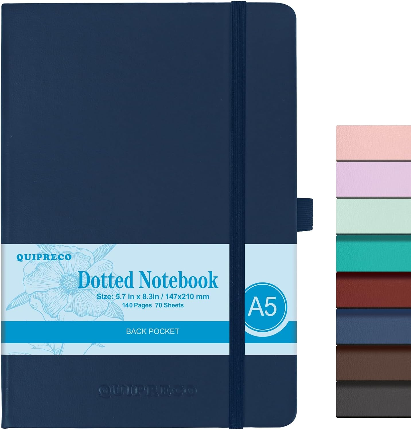 Bullet Dotted Hardcover Journal Notebook, A5 140 Pages 120Gsm Thick Paper for School,Note Taking,Work,Diary，5.7''*8.3'',Navy