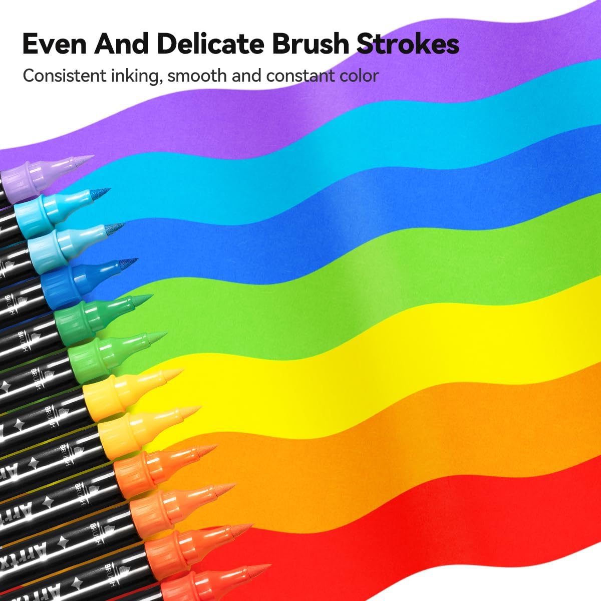 Arrtx Paint Markers Paint Pens, 32 Colors Acrylic Paint Pens for Rock Painting, Ceramic, Wood, Plastic, Calligraphy, Scrapbooking, Brush Lettering, Card Making, DIY Crafts (Fine Tip and Brush Tip)