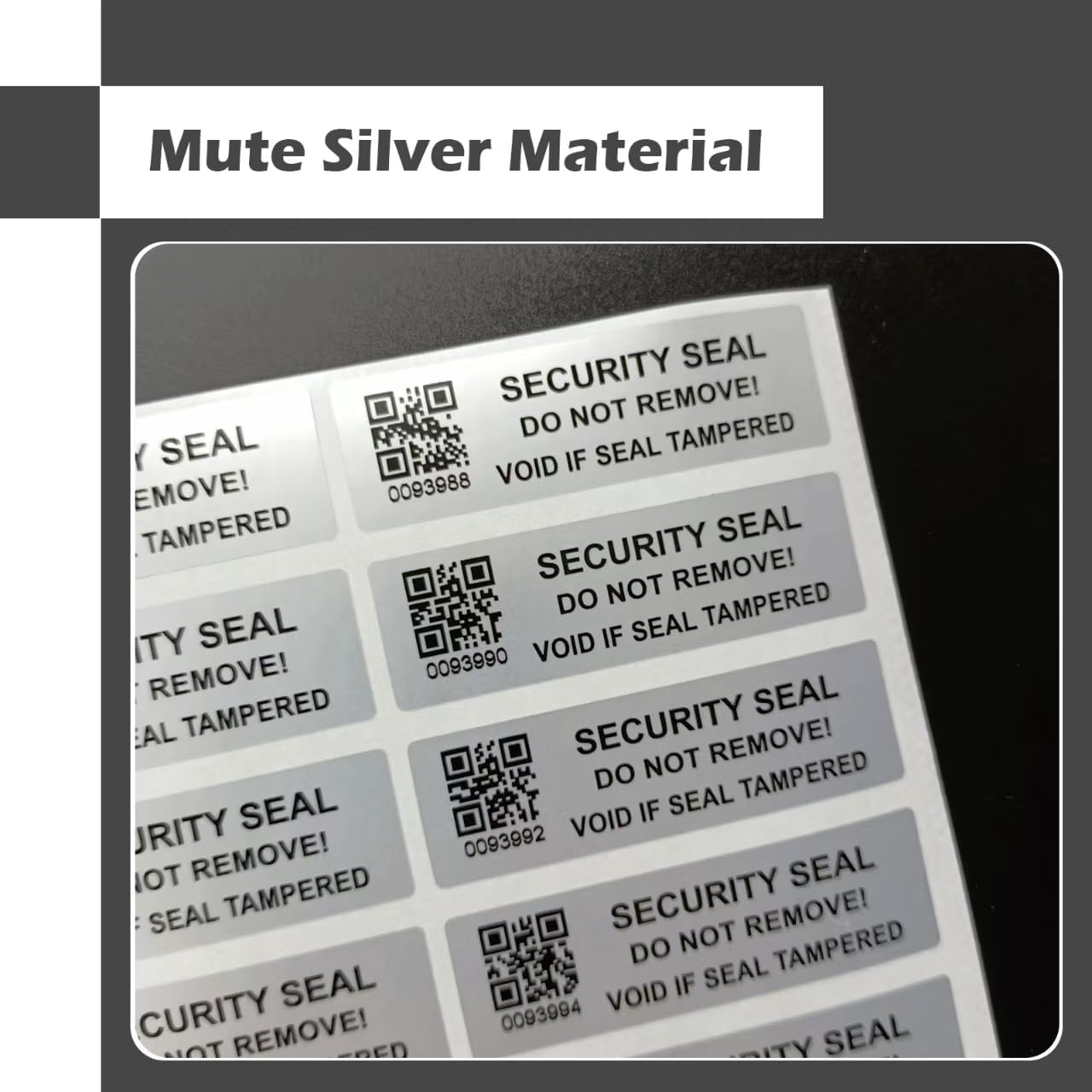 200pcs Security Warranty Void qrcode Stickers with Serial Number Tamper Proof Evident Sealing Label for Package(2x0.6 inches,Matte Silver)