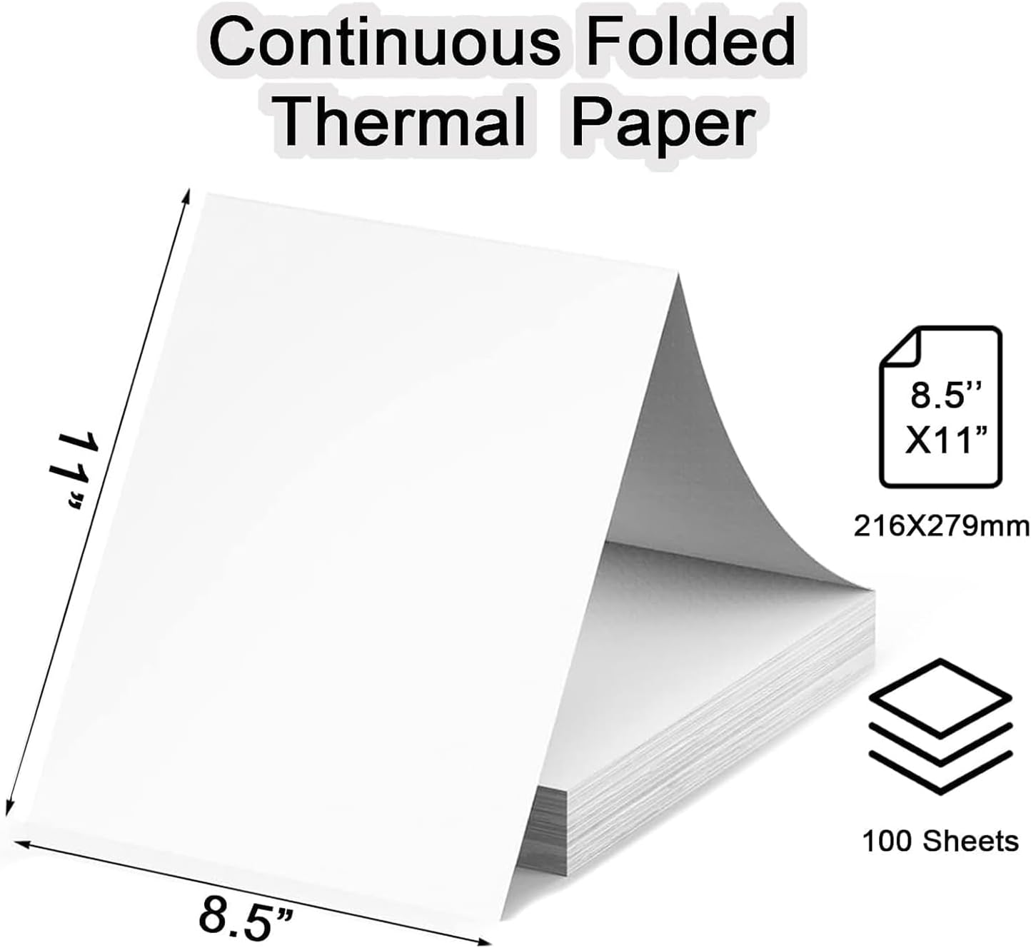200 Sheets US Letter Size Thermal Paper(100 Folded & 100 Single), 8.5 x 11 Inch Printer Paper for M08F/A40 Thermal Portable Printer