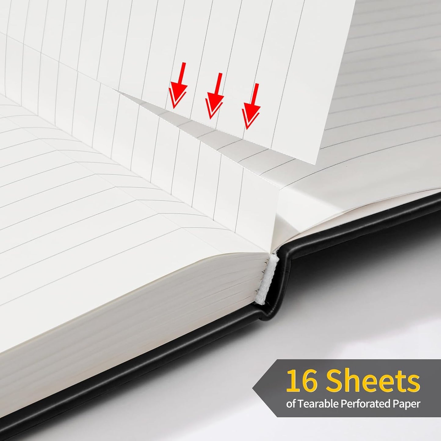 Annecy Lined Journal Notebook, Hardcover Numbered College Ruled Journal, Medium 5.5x 8.25, 160 Pages 100GSM Writing Paper, Black