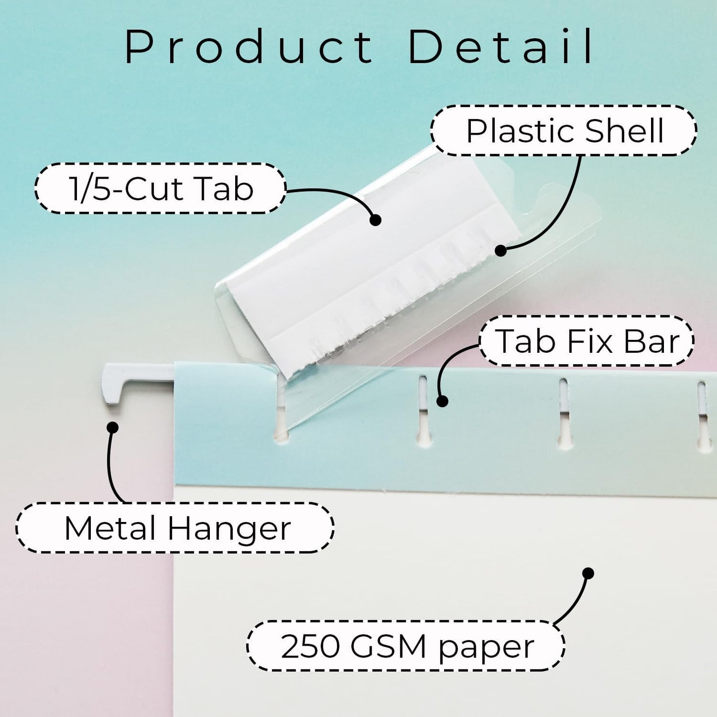 Y YOMA 6 Pack Decorative Hanging File Folders Letter Size Cute Hanging Folder Pretty File Folder Organizer for Filing Cabinet Office Home with 1/5-Cut Adjustable Tabs, Gradient Glow