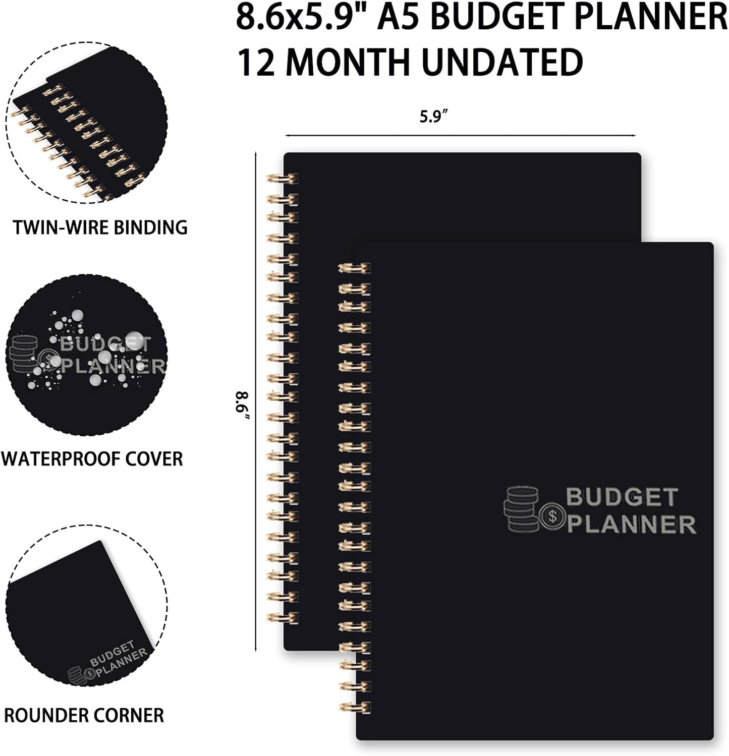 Budget Planner - Monthly Bill Organizer with Expense Saving Debt Notebook to to Take Control of Your Money, Undated Financial Planner/Budget Book, Start Anytime, A5(8.6x5.9 inches),100gsm Paper