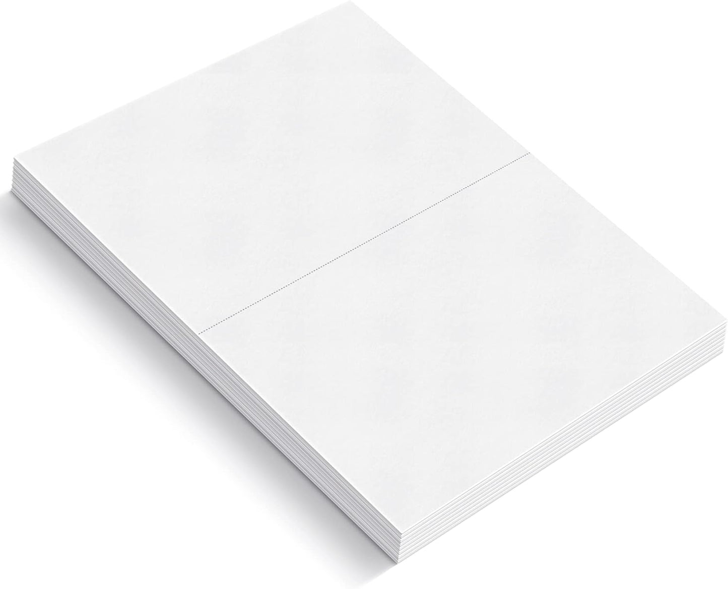 50-Sheet Pack Of 110lb White Cardstock Thick Perforated Paper, 8.5x11 With 2 Per Page - 5.5x8.5 - Blank Heavy Weight Cover Card Stock - 50 Sheets With 100 Cards (2up - 5.5x8.5)